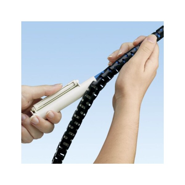Cable Wrap, 200 ft L, 0.55 in Max Bundle Dia., Black